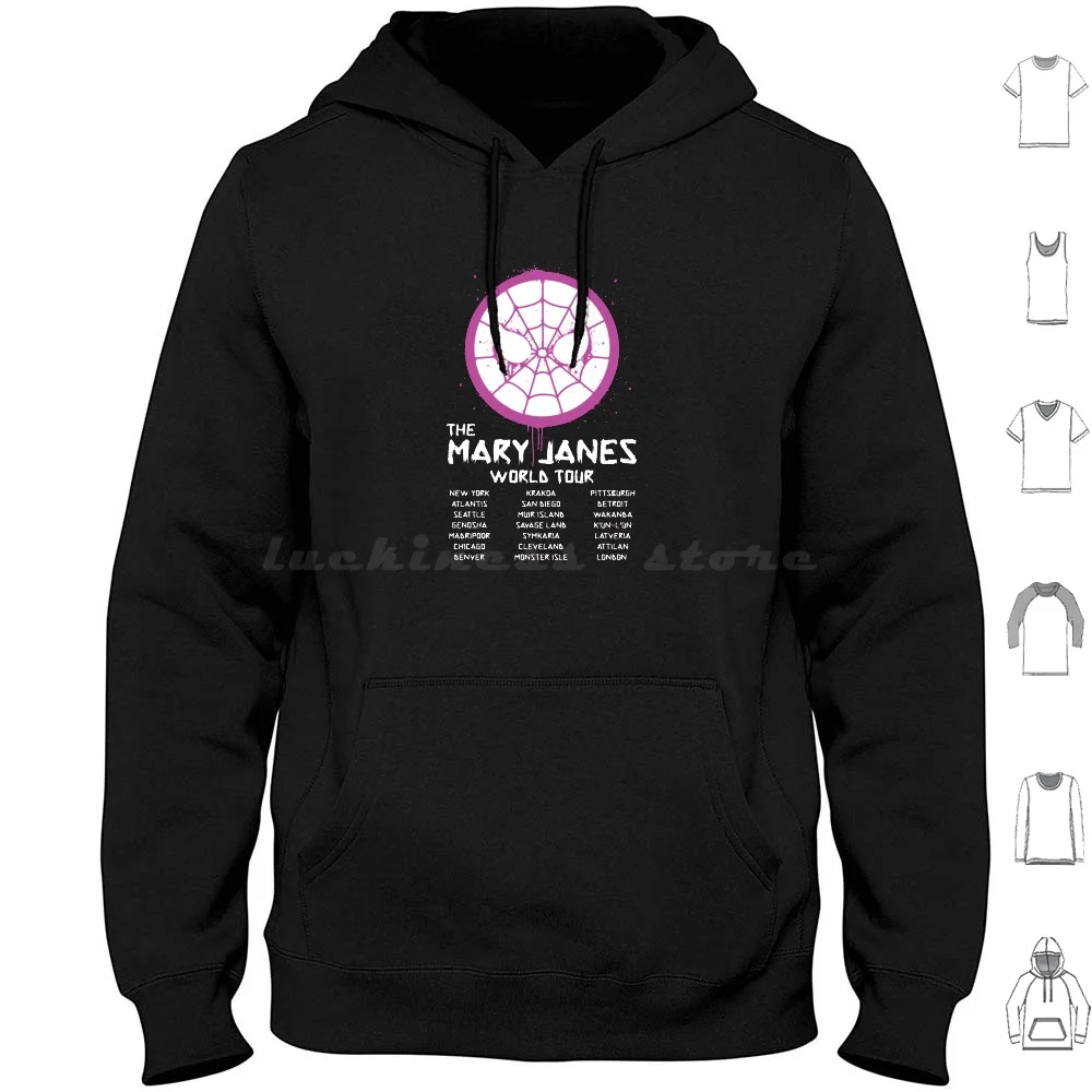 Mary Jane's World Tour Sudadera con capucha Algodón Manga larga Spidergwen Spider Gwen Gwen Stacy Spiderwoman Spider Woman Peter