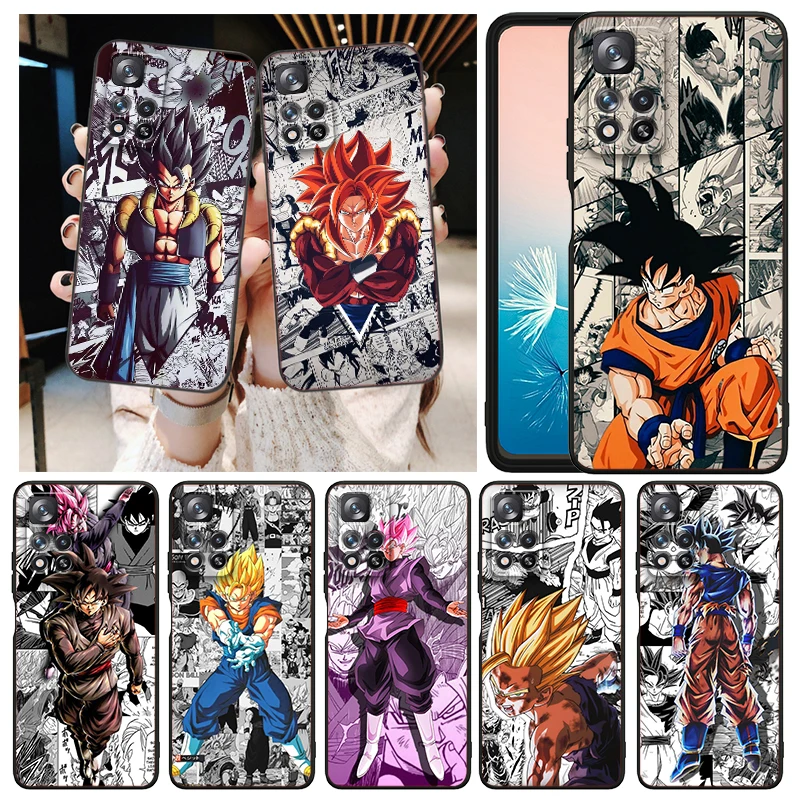 Funda de teléfono negra Manga D Dragon Ball Z Art para Xiaomi Redmi Note 13 12R 12 12S Turbo 11 11T 11S 10 10S 9 8 Pro Plus 5G