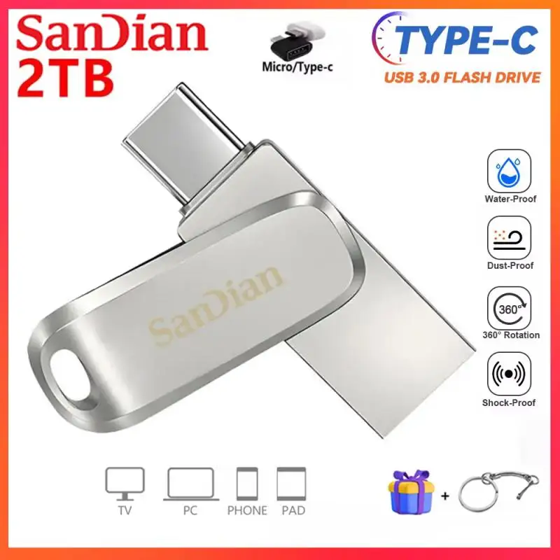 Pendrive in metallo Mini chiavette USB 2TB ad alta velocità 1TB 128GB Stick Pen Drive portatile Memoria impermeabile archiviazione U Disk 2024