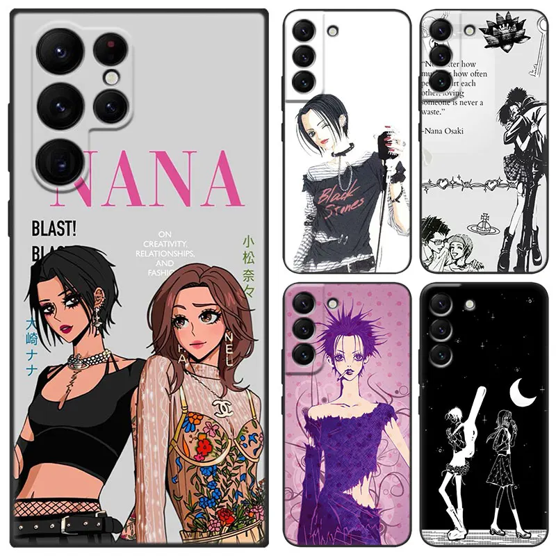 Nana Osaki Anime Black Phone Case For Samsung Galaxy S23 Ultra S22 S21 Plus S20 FE A13 A14 A23 A24 A25 A33 A34 A52S A53 A54 5G