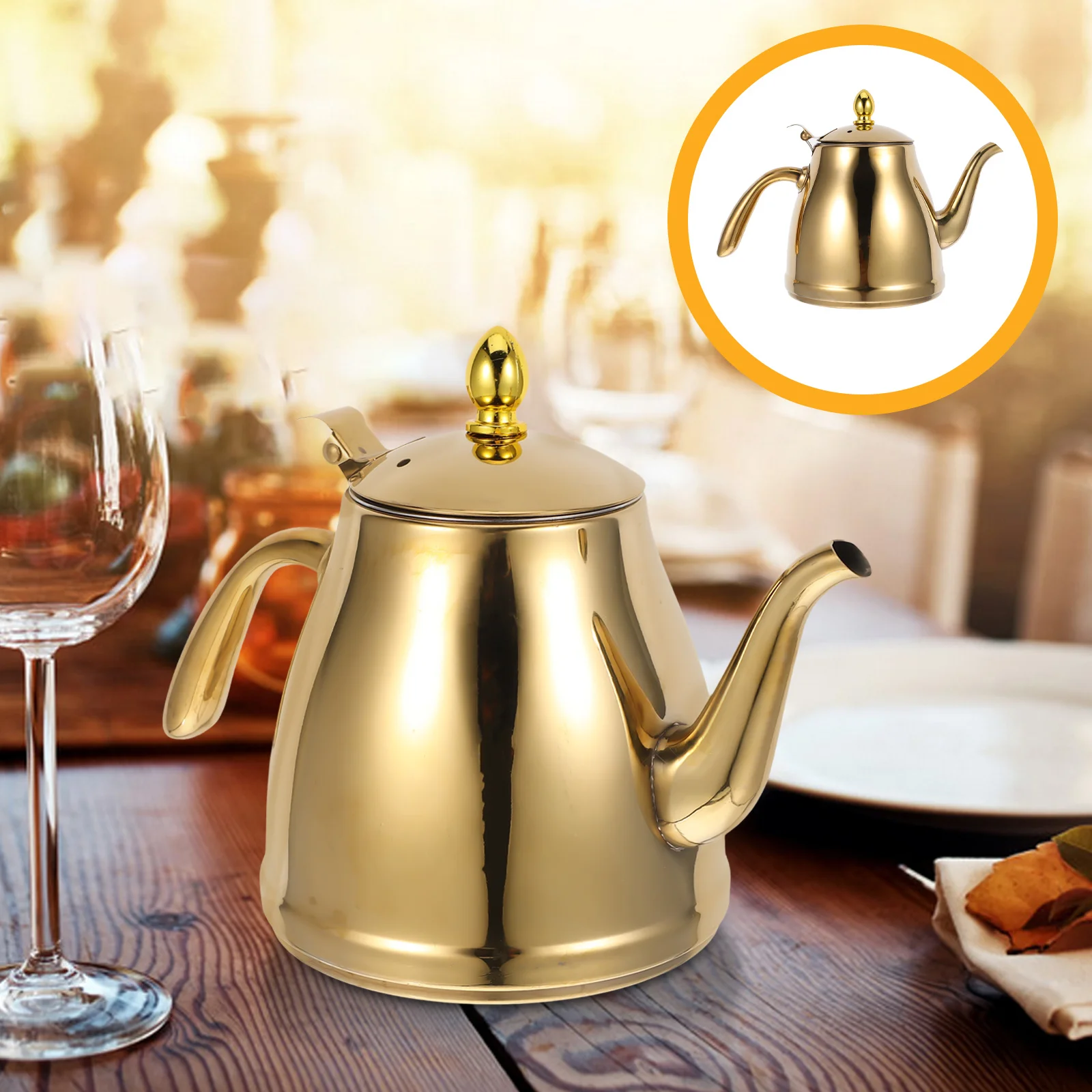 

Long Spout Stainless Steel Teakettle Creative Design Ergonomic Handle for Home Hot Beverage Heating Water Pot Gas Stove