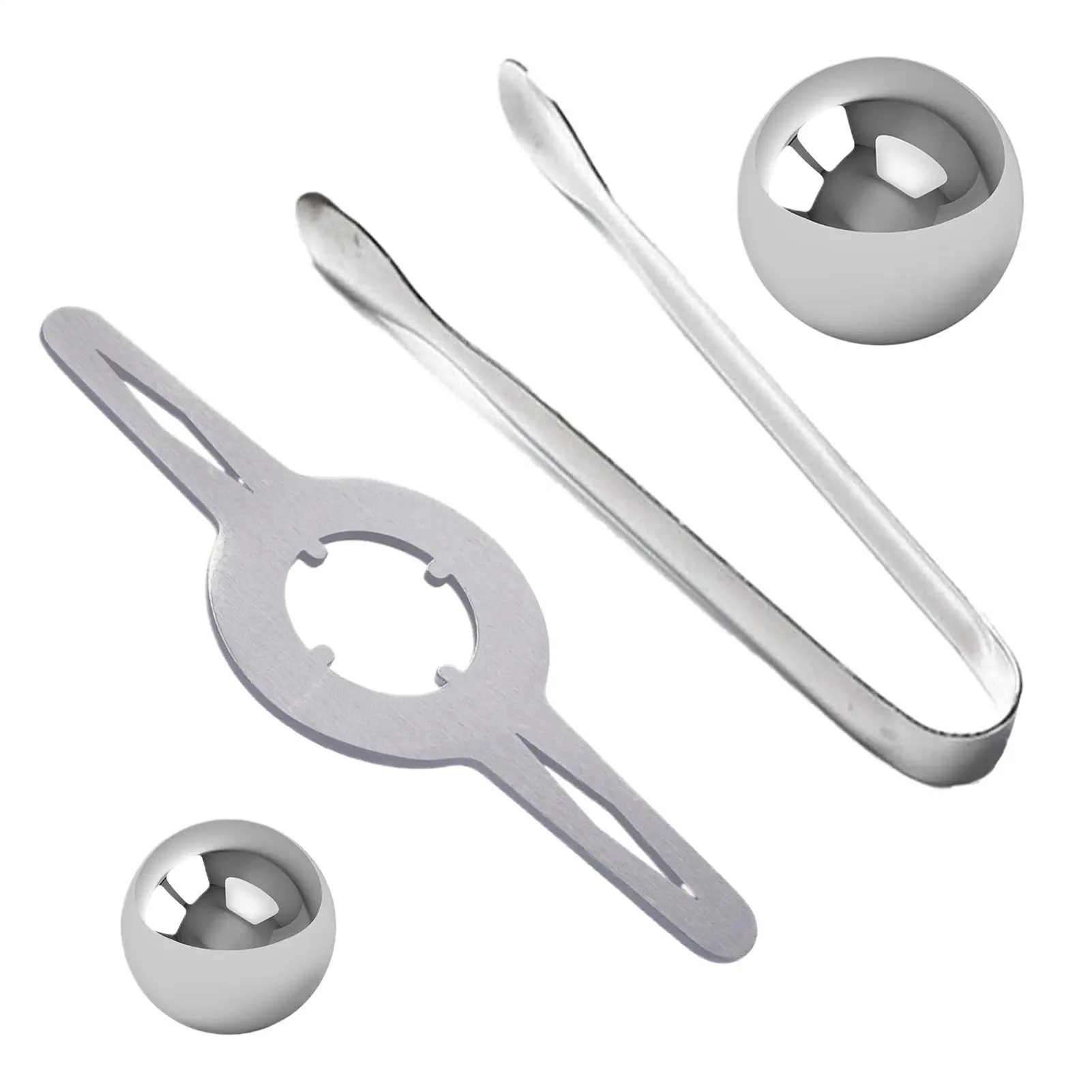 

4 Pcs Stainless Steel Espresso Cooling Ball Set Reusable Frozens Ice Ball With Stand And Tongs Espresso Chiller Cooling Spheres