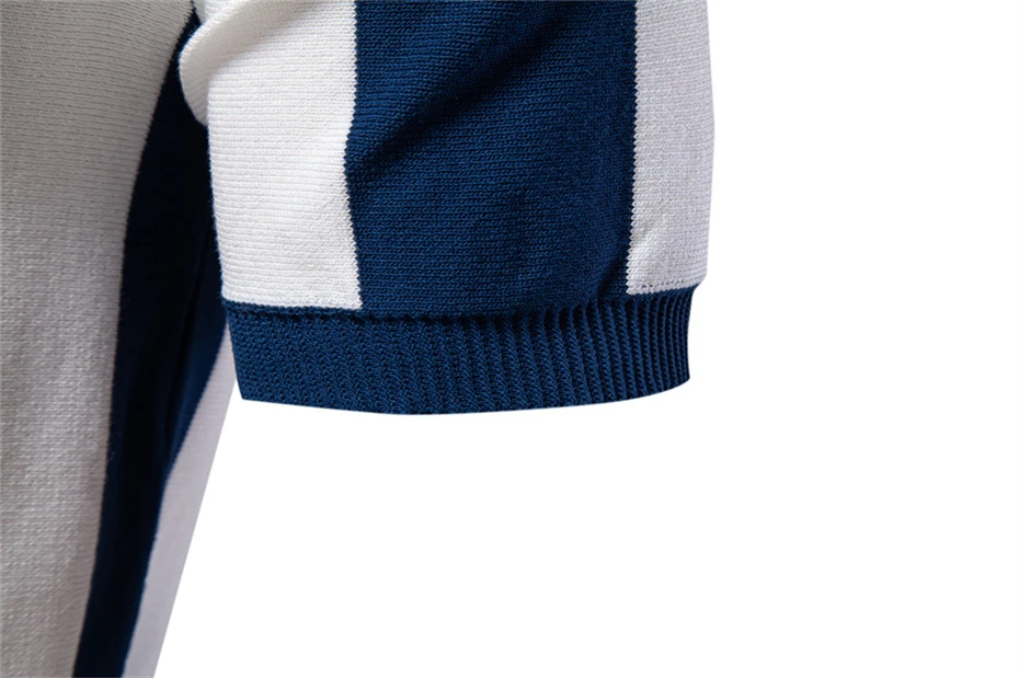 Summer Stripe Polo Shirt Men Short Sleeve Polo Shirt Fashion Casual Contrast Color Stripe Tops Male