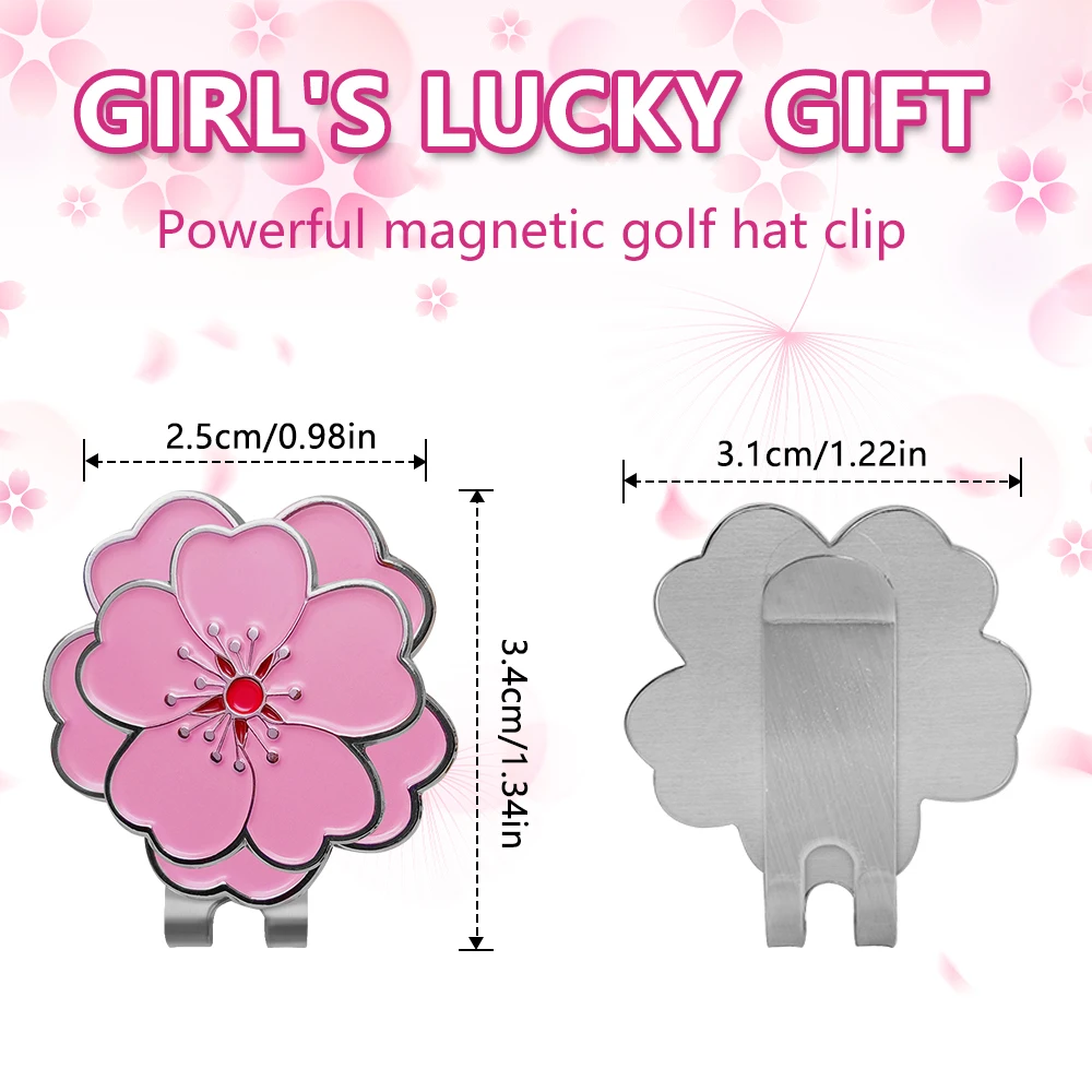 Caiton Rose Flower Golf Cap Clip with Strong Magnet, Anti-Rust Durable Marker, Securely Attaches to Hats or Belts