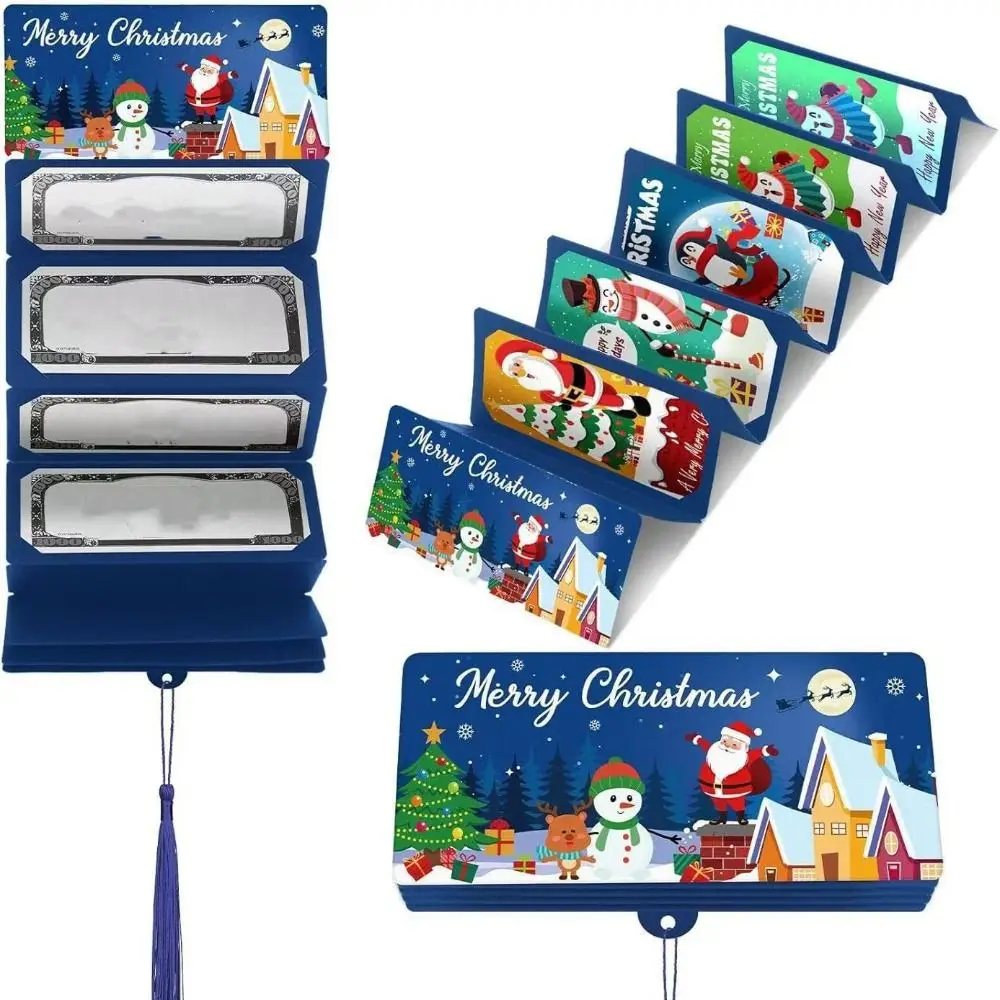 Creative Santa Claus Christmas Cash Gift Envelope Christmas Tree with 10 Slots Folding Banknote Card Christmas Money Holder