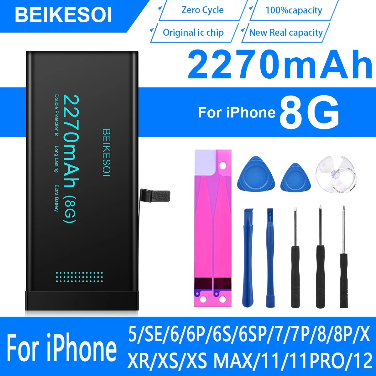 BEIKESOI Battery For iPhone 6S 6 7 8 Plus battery Mobile Phone Battery For iPhone 6Plus 7plus 8p Long standby time with Tool