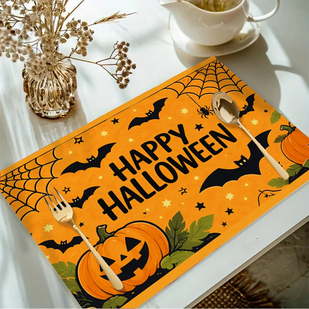 1 pc Halloween Square Placemats Pumpkins, Bats Table Mats Designed with Elegance And Style. Non-Slip, Easy to Clean - view 6