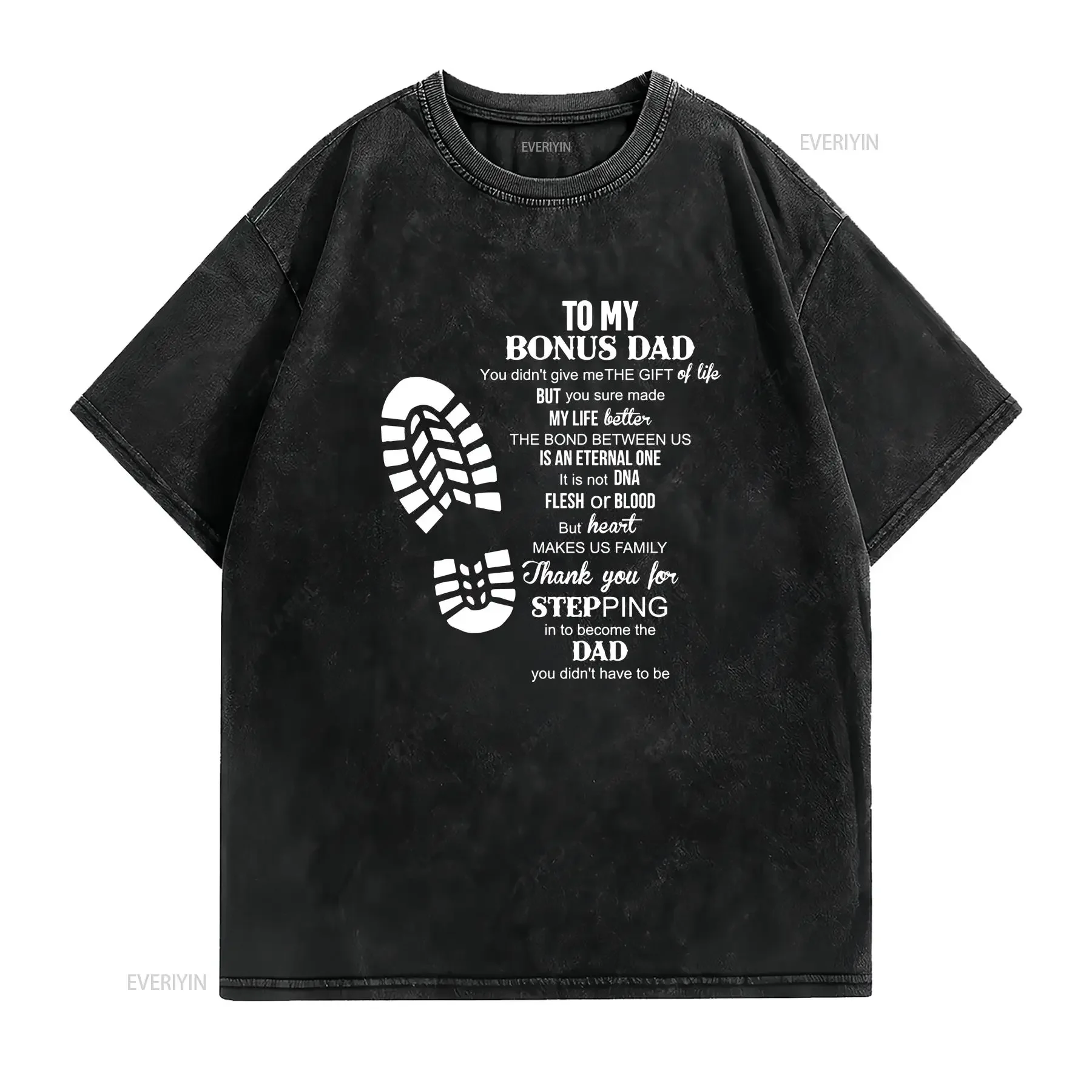 To My Bonus Dad T shirt For Fathers Day Special long or short sleeves vintage Washed Top For Everyday Wear graphic