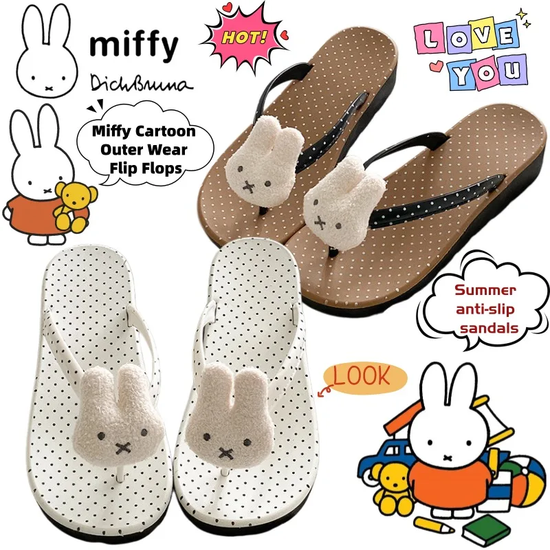 

Новые креативные шлепанцы Miffy в стиле кавай, модные, с мультяшным дизайном, нескользящие, оптом