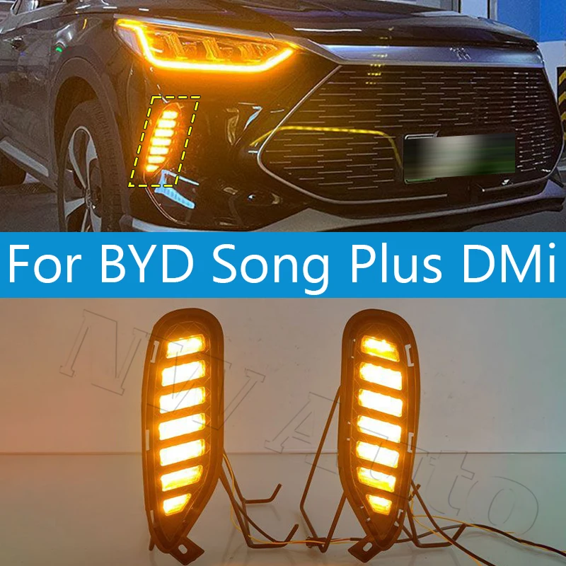 

Car LED Front Bumper Reflector Lights For BYD Song Plus DMi 2021 2022 Brake Warning Stop Dynamic Turn