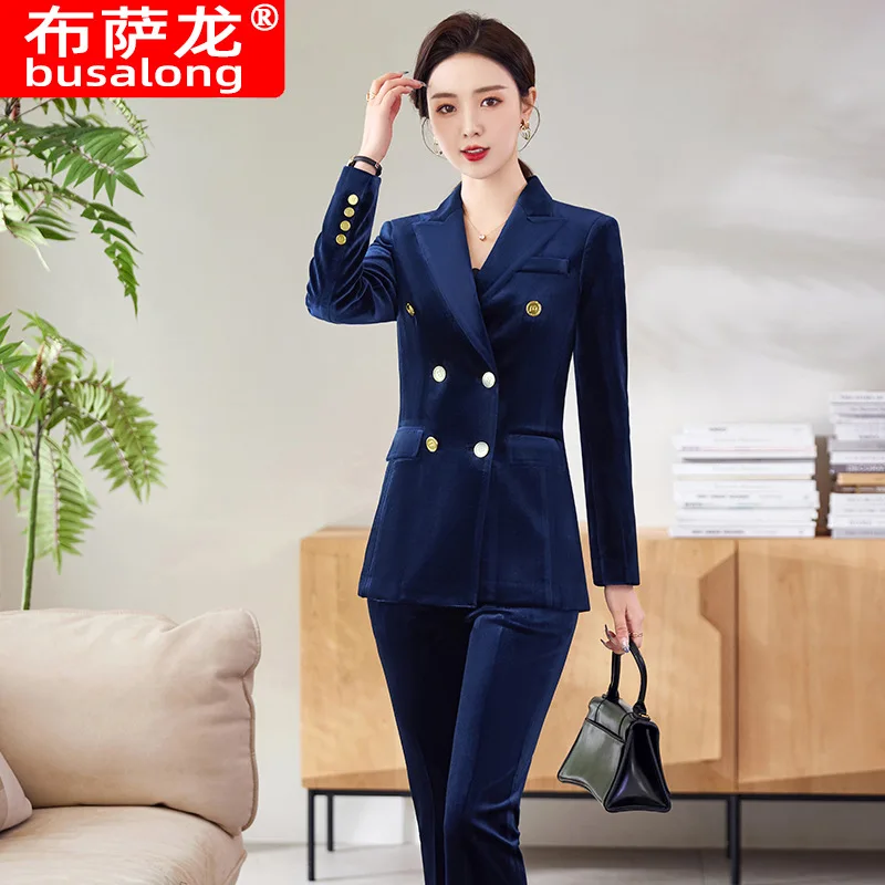 

2024Spring and Autumn New Spring and Autumn Flannel Suit Jacket Women's Pants Two-Piece Suit Elegant Fashion Commuter Fashion