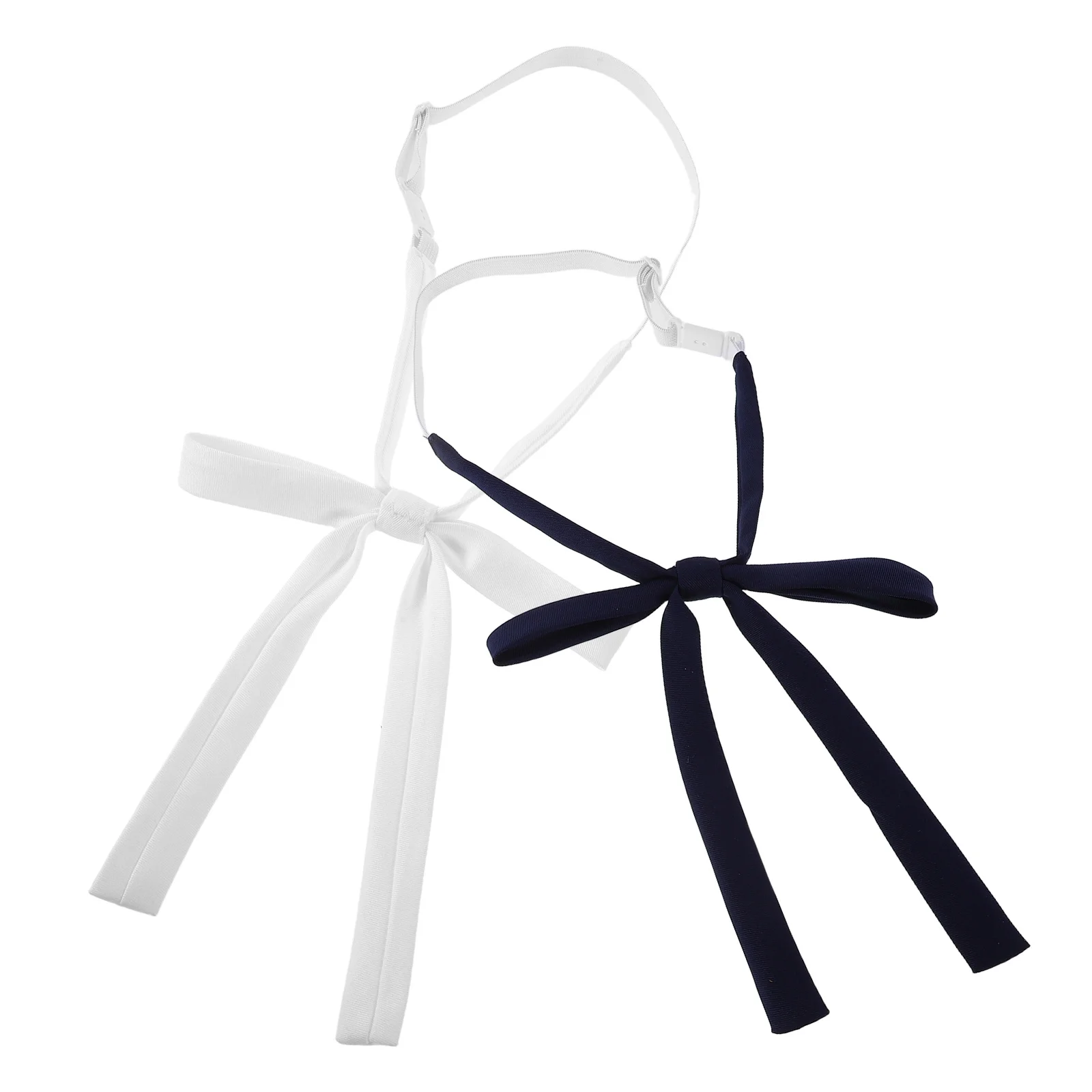

2Pcs Pre-Tied Women Narrow Long Bow Tie Japanese Style School Uniform Adjustable Ribbon for Girls Casual Wear Women Bow Tie