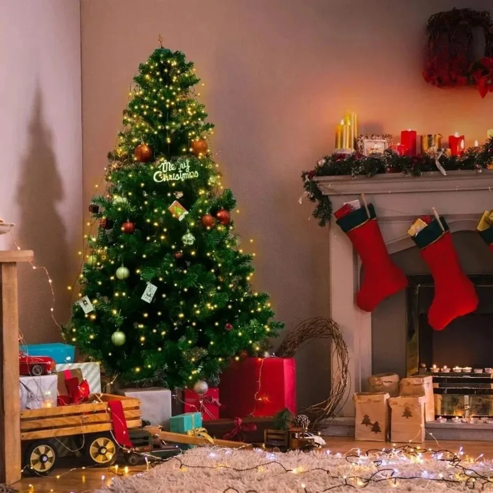 Christmas Tree Topper LED Ring Lights Waterfall String Lamp Holiday Decoration for Indoor Outdoor Home Garden