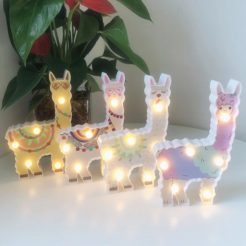 Alpaca Shape Party Decoration 3D Lamp LED Night Light for home decor bedroom Table LED Light Kids birthday Baby Shower Light