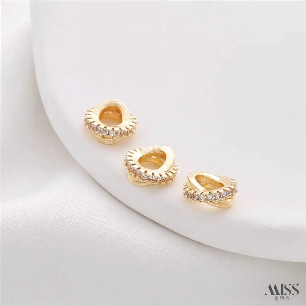 14K Gold Bag Color Retention Micro-inlaid Zircon Planet Orbit Bead Spacer Ring Spacer DIY Bracelet Necklace Jewelry Accessories