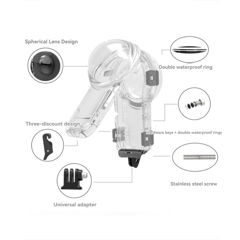 Invisible Dive Case For Insta360 X5,60M Waterproof Case Underwater Diving Housing Shell For Quick Release Mount-[A51I]