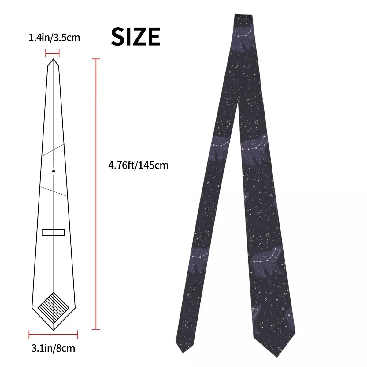 Corbata clásica para hombre, constelación de oso flaco en la noche, corbatas de cielo estrellado, cuello estrecho, accesorios de corbata informales ajustados, regalo