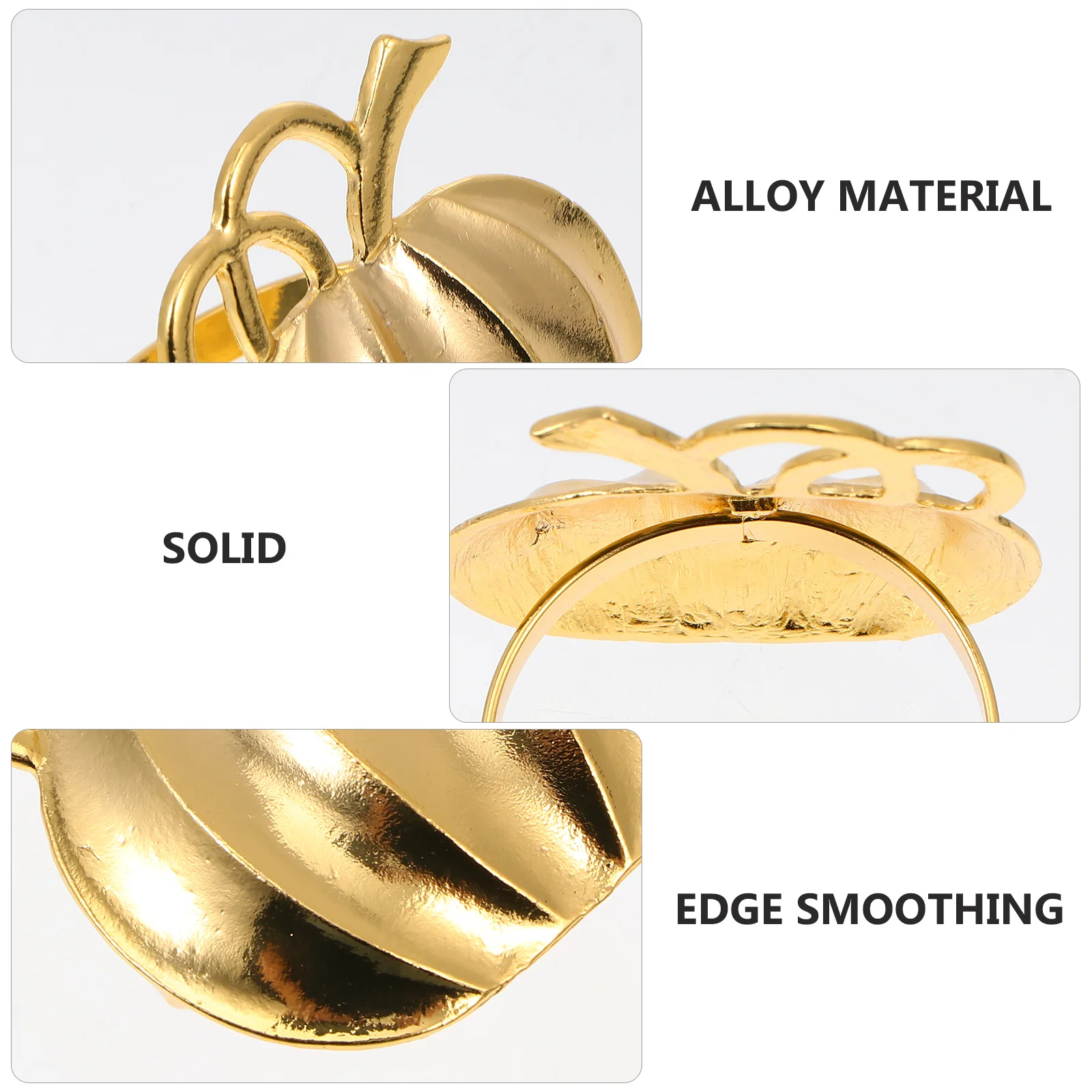 

6Pcs Pumpkin Shaped Napkin Buckles Golden Elegant Design Festival Napkin Holders for Home Decoration Table Decors