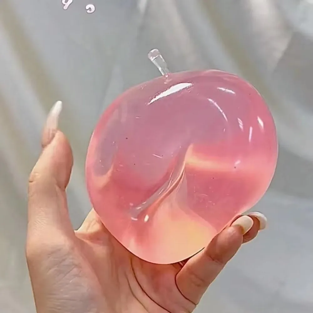 Apple-Shaped Squeeze Hand Exercise Release Emotion Food Squeeze ​​Non-Toxic & Safe​​ Clear Maltose Stress Relief Ball