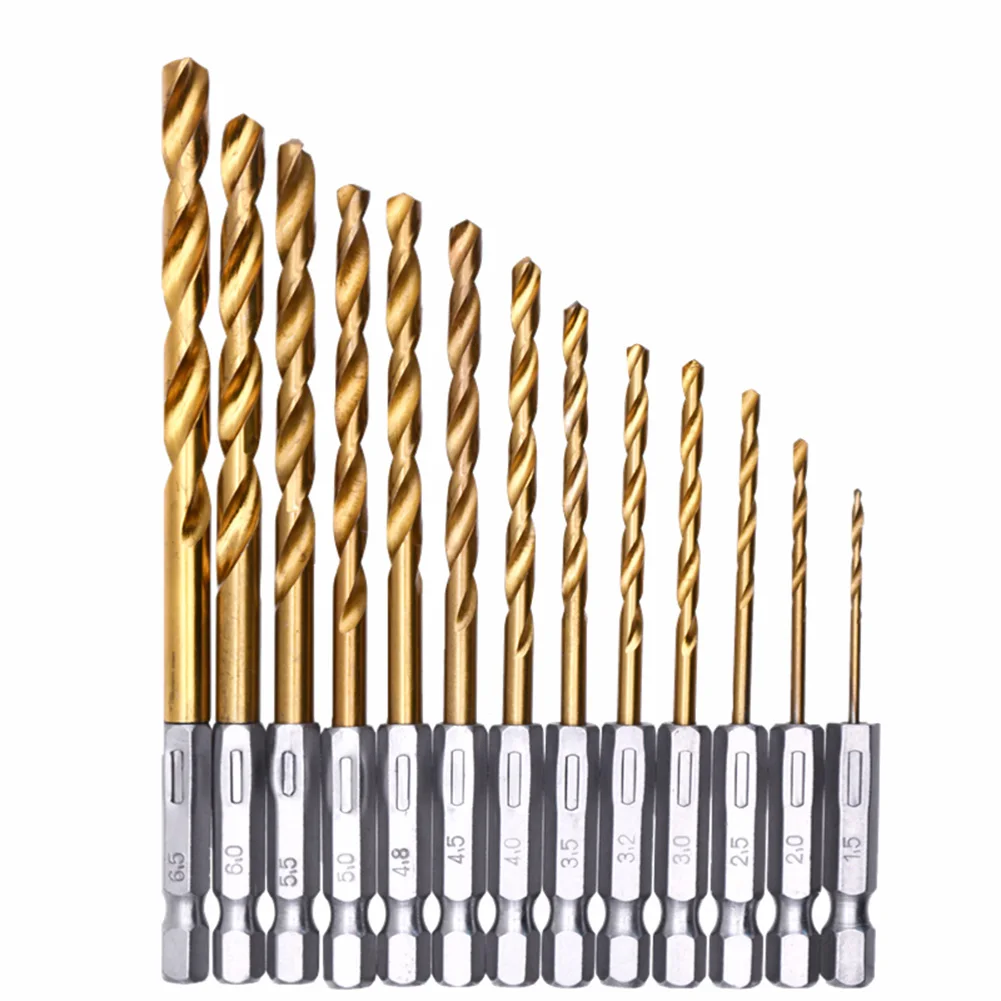 13 PCS 1/4inch Hex Shank Drill Bits Impact Driver Twist Drill Bit Set 13 PCS 1/4inch Hex Drill Bit Set Hex Shank Drilling Tools