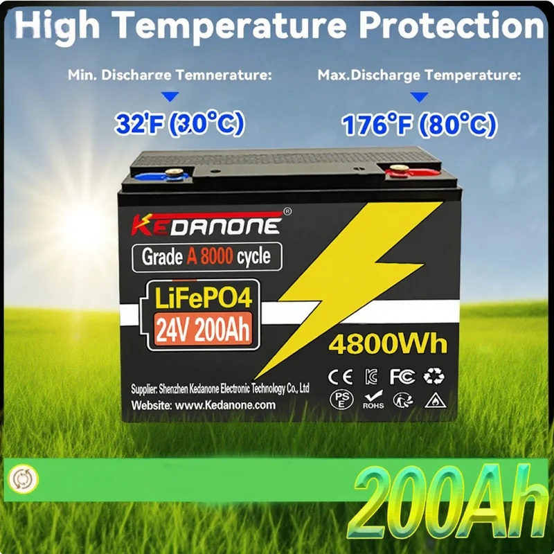 

LiFePO4 200Ah 24V Battery, Built-in 200A Protection BMS, Great for RV/Camper, Trolling Motors, Solar Off-Grid, Marine/Boat