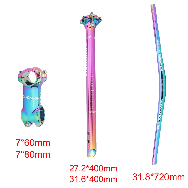 

Велосипедный разноцветный комплект руля 720 мм MTB 7 ° 60 мм/80 мм стержень 27,2/31,6 мм * 400 мм велосипедные универсальные аксессуары подседельный штырь
