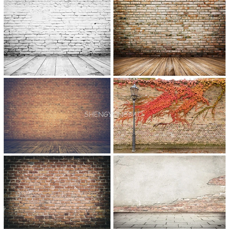 SHENGYONGBAO Vinyl Custom Vintage Brick Wall Wooden Floor Photography Backdrops Photo Background Studio PropYXZQ-09