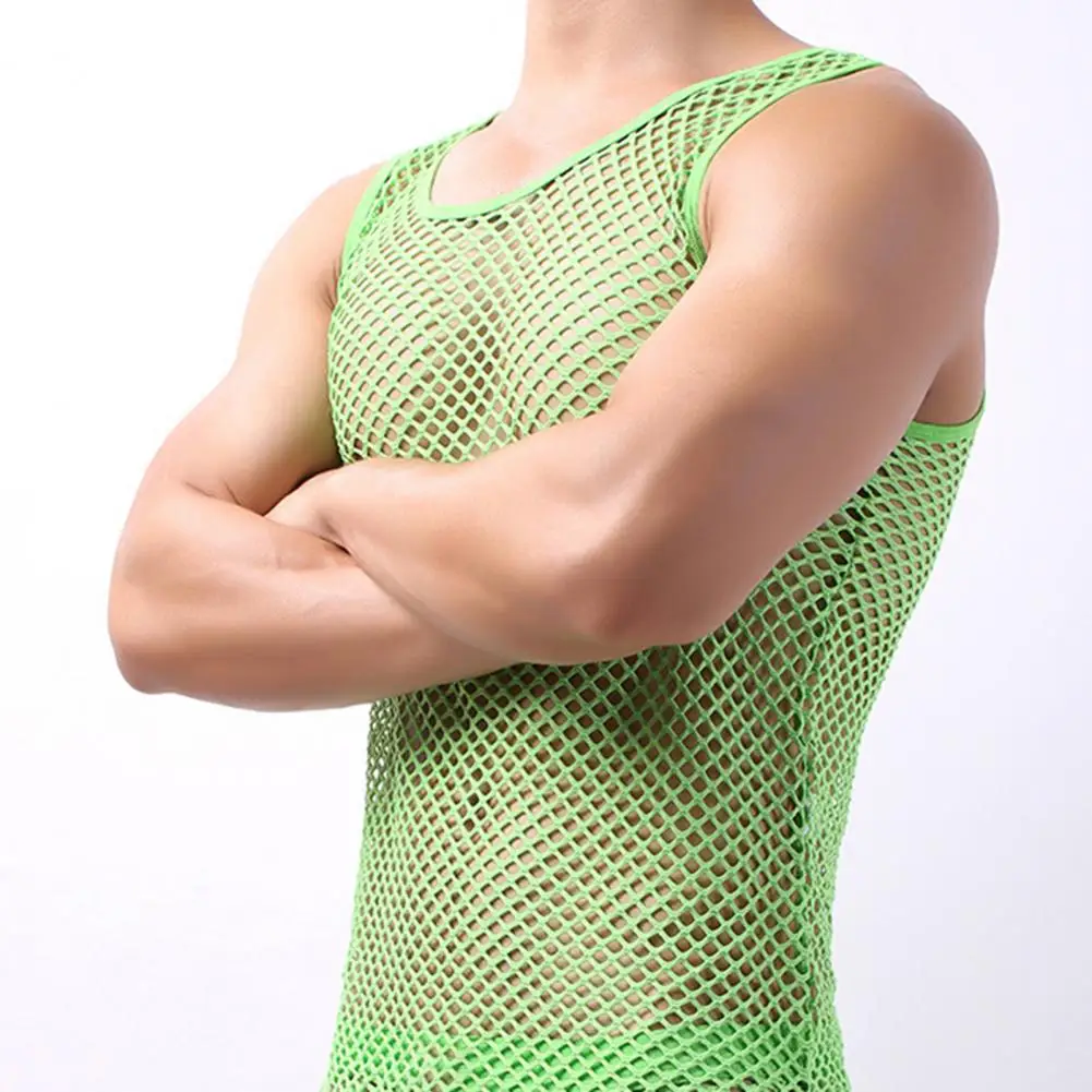 Men Vest Undershirt clothing Nylon Mesh Shirt See Through Sheer Long Sleeves T Shirts Sexy Transparent Shirt Underwear