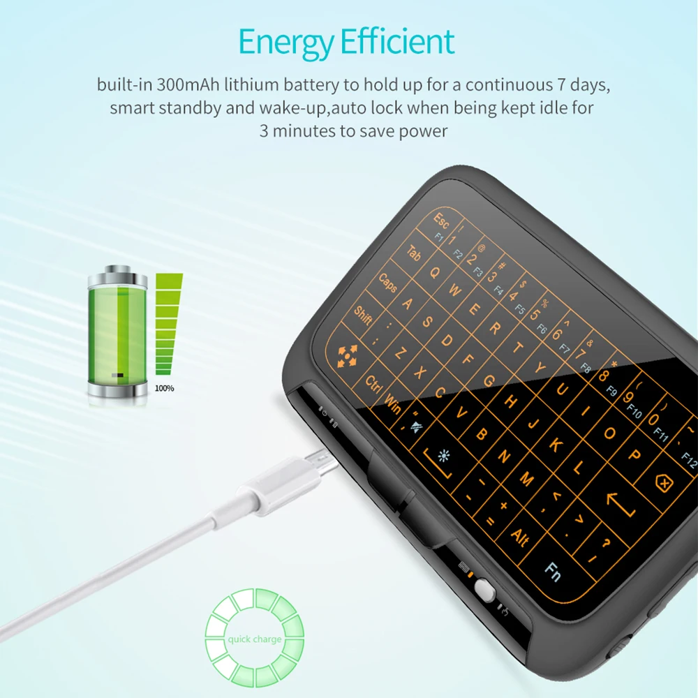 H18 Wireless Keyboard Recharge Backlight Suitable for TV Box Computer PC 2.4G Receiver Mini Keyboard