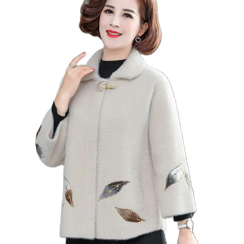 

Autumn Winter Woolen Coat Women 2023 New Loose Elegant Turndown Collar Jacket Fashion Single-Breasted Outwear Overcoat Female