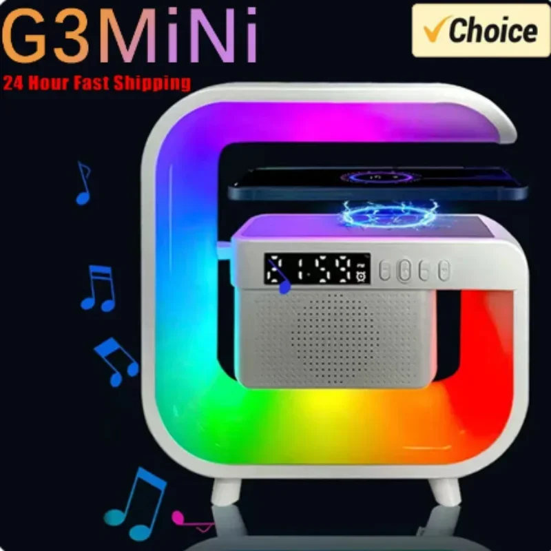 Multifunction Wireless Charger Stand Bluetooth 5.0 Speaker FM TF RGB Night Light Fast Charging Station for iPhone Samsung Xiaomi