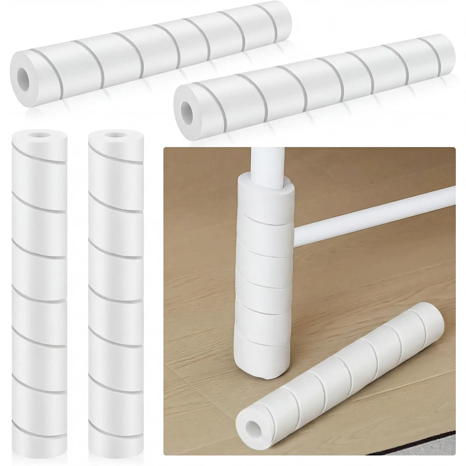 

4 Pcs Bed Frame Leg Protectors 11.81 Inch Foam Covers For Furniture Legs No Adhesive Needed White