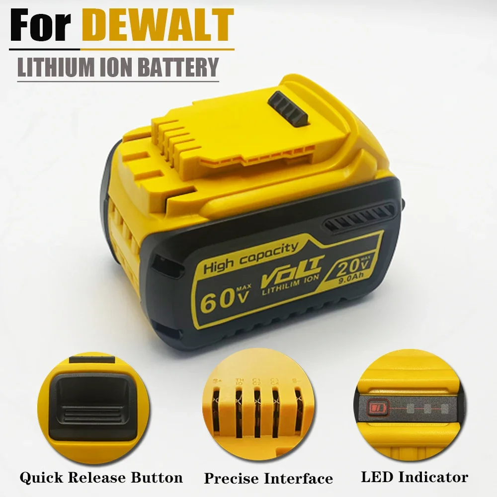 

60V 9.0Ah Battery For Dewalt 20V Battery DCB609 Replacement Battery Li-ion Power Tool Battery For Dewalt Batteries With LED Lamp