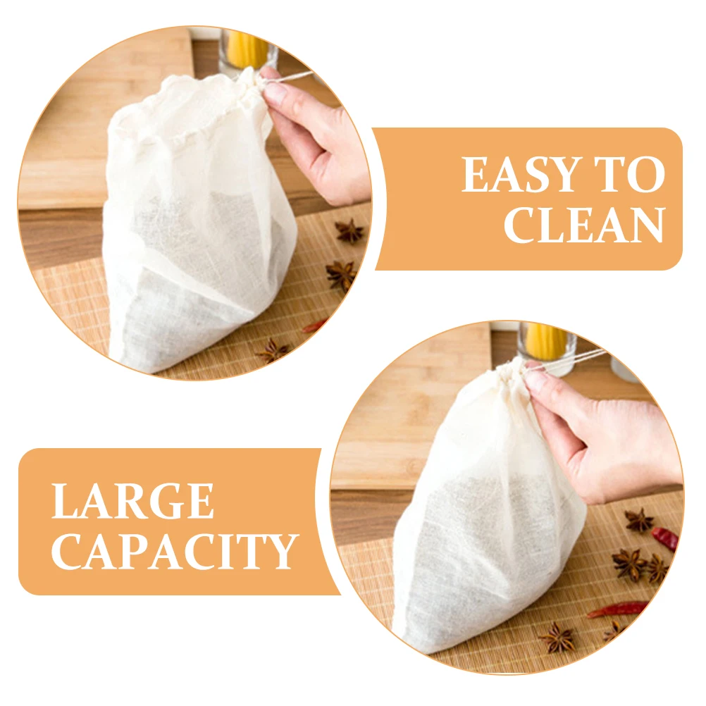 

12pcs Cotton Filter Bag Reusable Tea Drawstring Soup Bags Cooking Cloth Food Spice Stew Seasoning Mesh Strainer Herb Pouch
