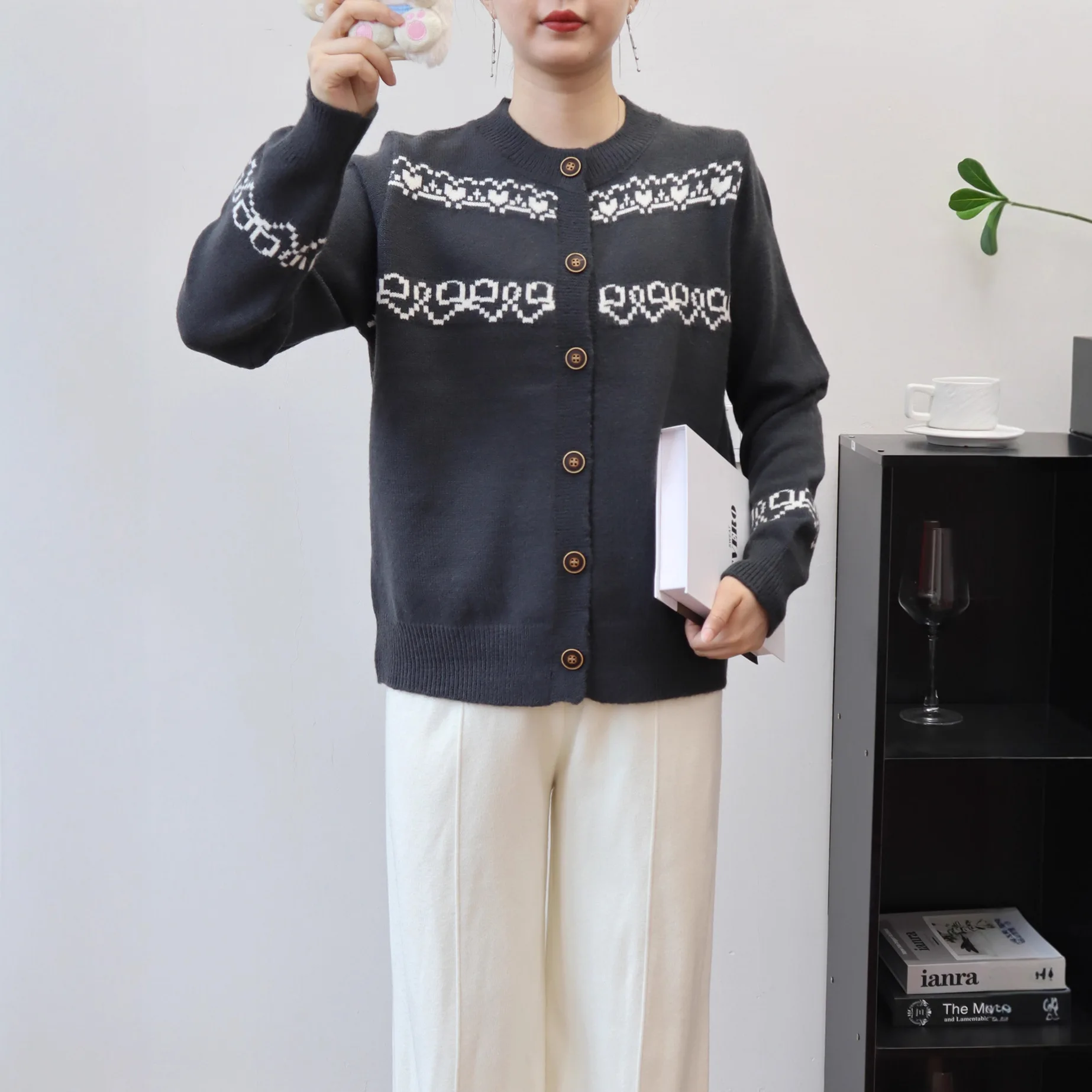 Vintage Neue Mode Herbst Winter frauen Farbe-coded Casual Trendy Langarm einreiher Gestrickte Pullover Mäntel Weibliche