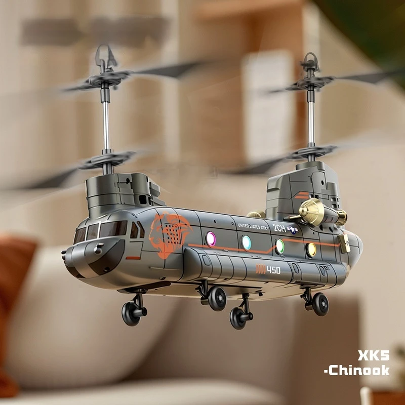RC Helicopter Chinook Transportation Twin Propeller Drop Resistant Fixed Height Transportation Simulation