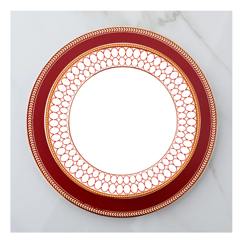 2pcs set, 8+10 inch, fine bone china plates dinnerware, porcelain dinner plates, ceramic dishes for serving, charger plates sets