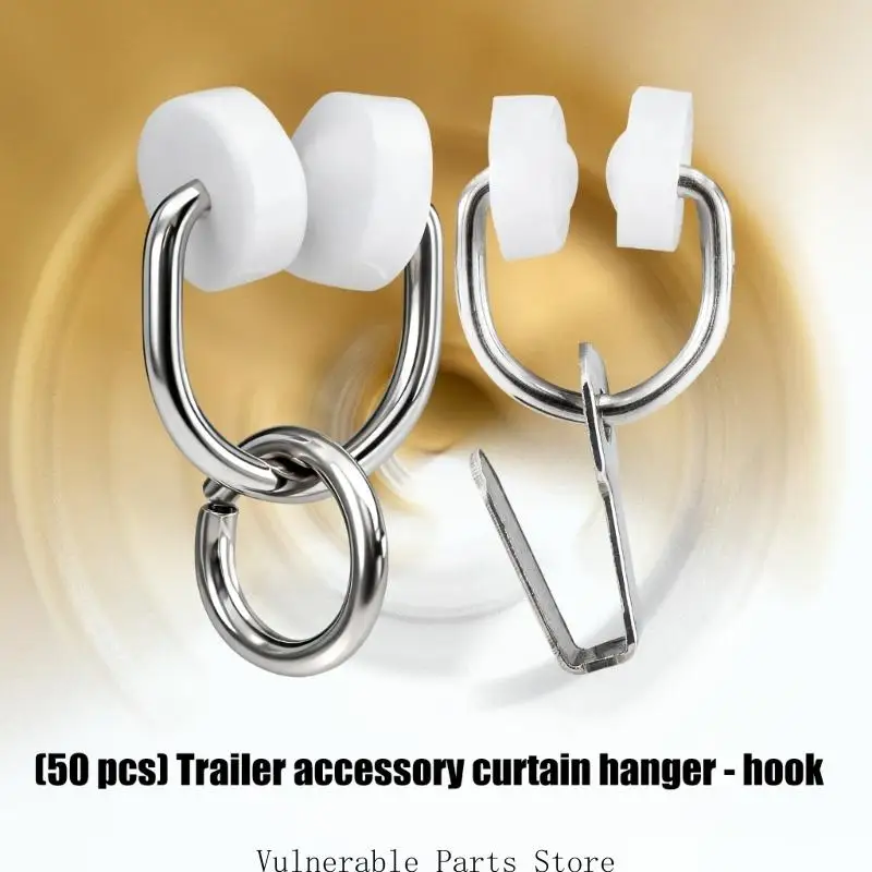 D0UC Metal Nylon Motorhome Caravans Window Hooks Noise Reducing Tool Installation For Multiple Curtain Track Systems 50pcs