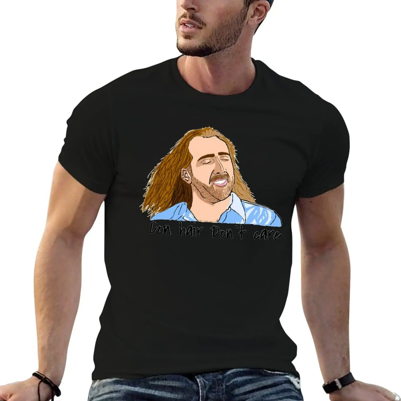 Nic cage con air hair T-Shirt Casual All Match Short Sleeve T-Shirt