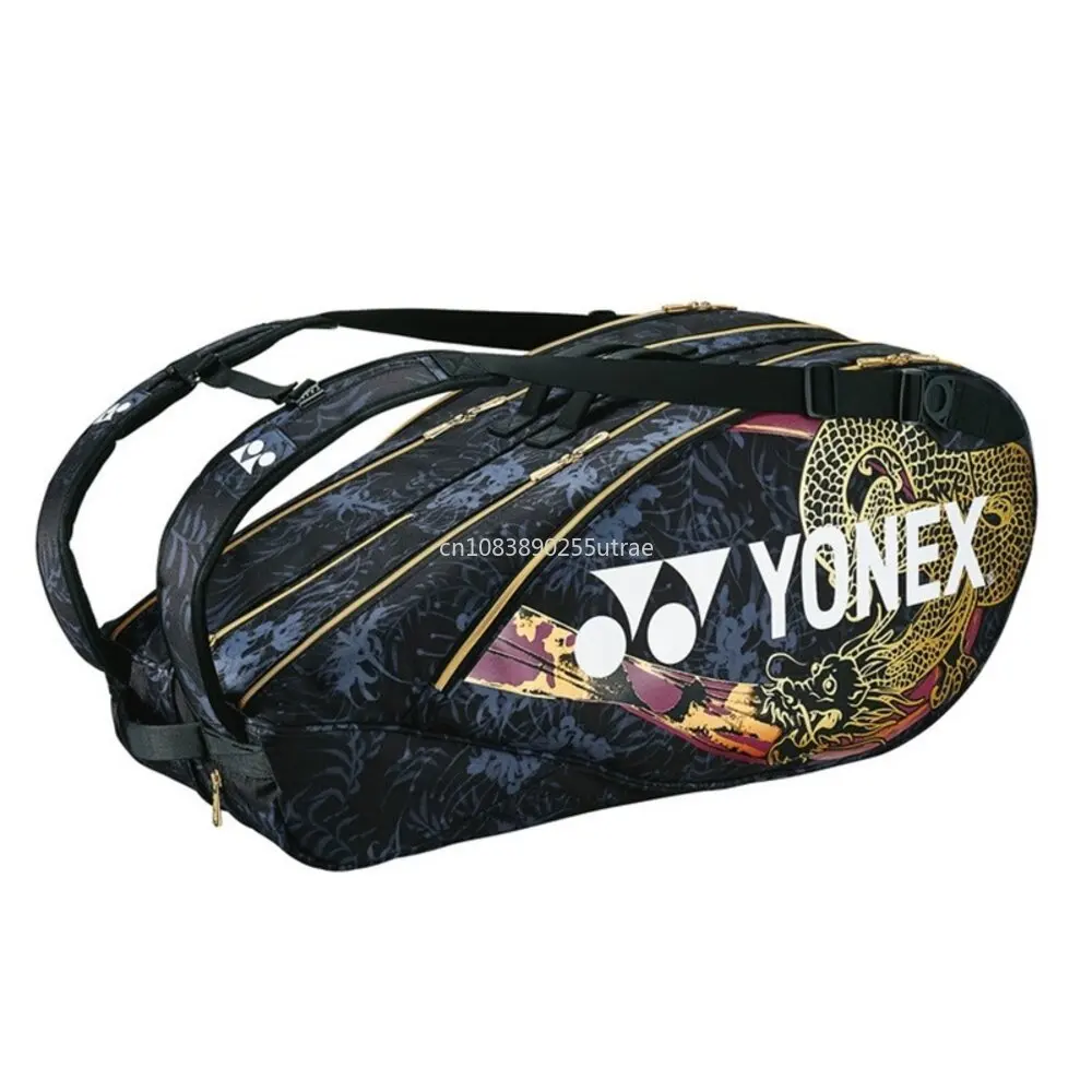 YONEX 2024 Dragon pattern Racket Bag Professional Sports Bag With Independent Shoes Compartment For Women Men For 6 Rackets