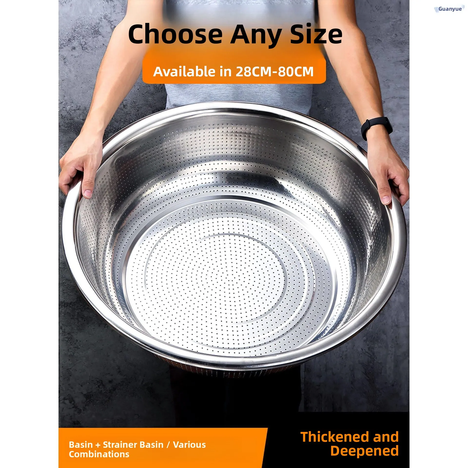 

Thickened Stainless Steel Sink Large Vegetable Wash Basin Commercial Laundry Basin Anti-Slip Home Use Anti-Slip Bucket B...