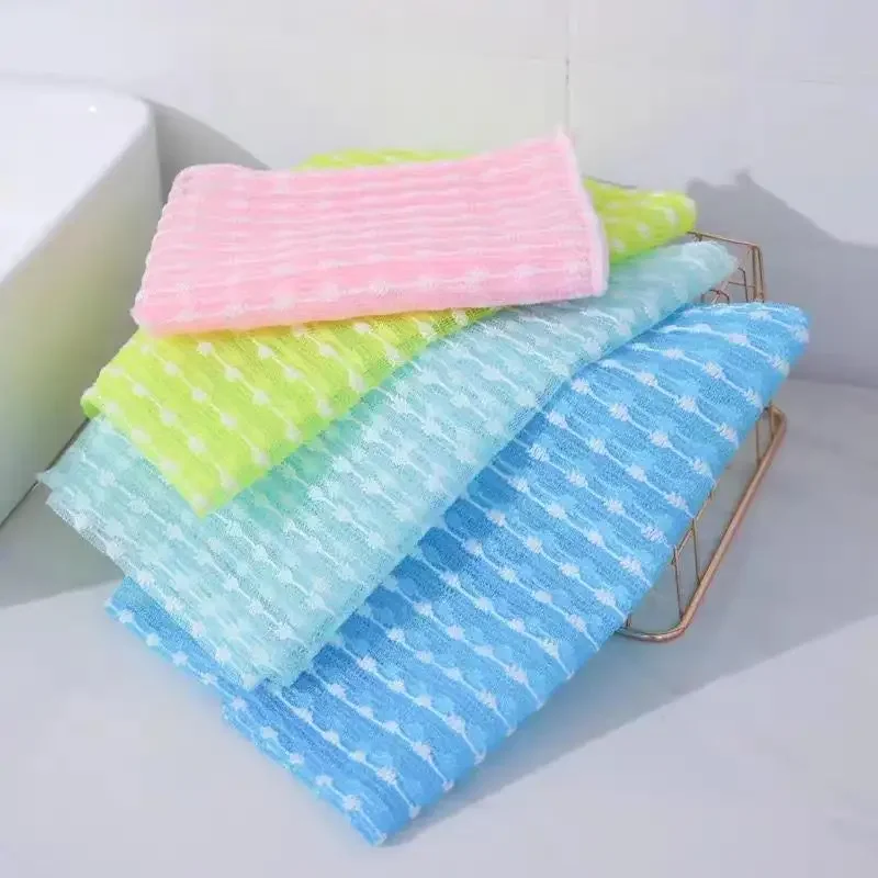 

1pc Lengthen Nylon Bath Towel Shower Exfoliating Washcloth Back Scrubber Multi-Function Bubble Bath Ing Pull Strip Rubbing Towel
