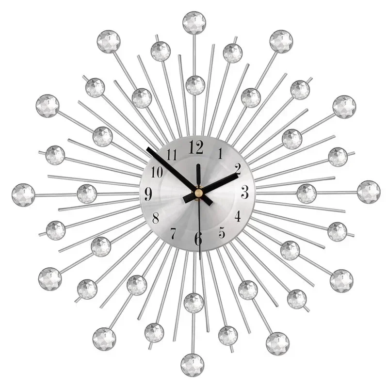 Creative Living Room Decorative Big Clock Metal Crystal Sunburst Wall Clock Large Morden Wall Clocks Design Home Art Decor