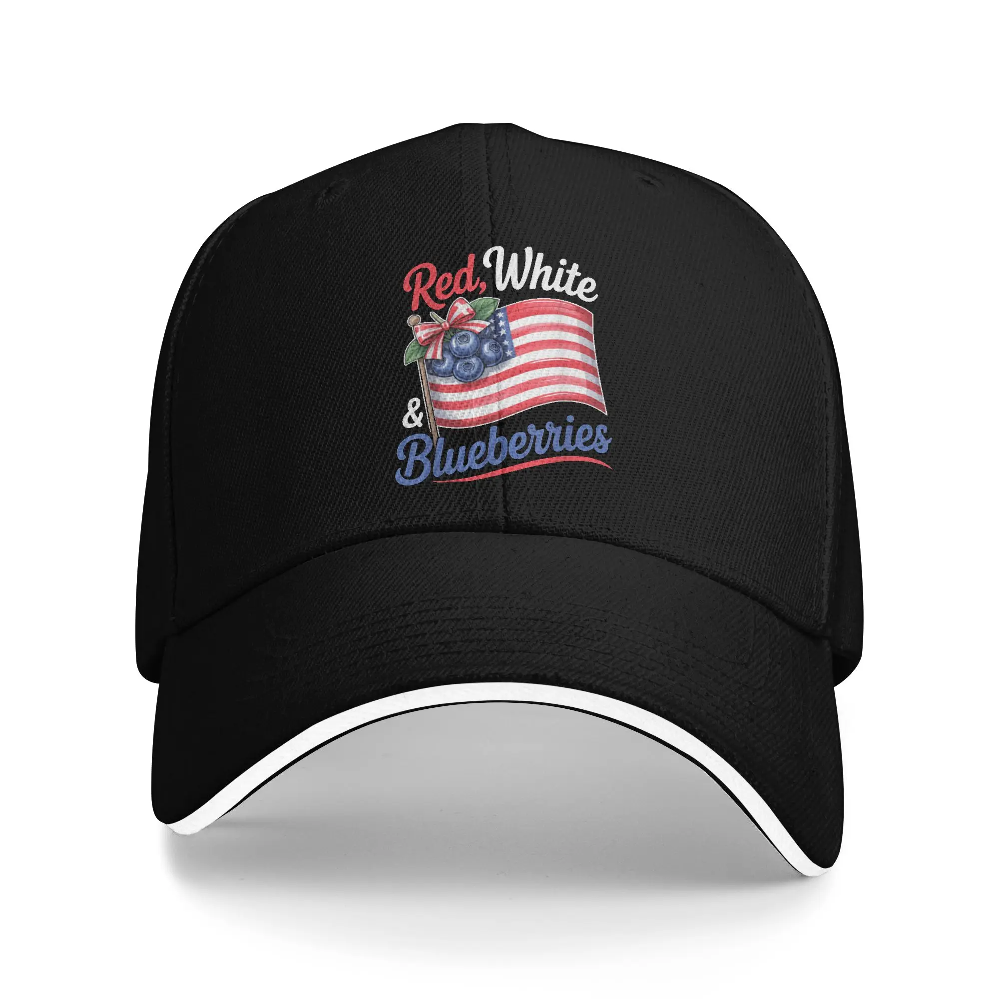 Primavera rojo blanco arándanos coqueta bandera arco gorra de béisbol deportes al aire libre ropa de calle impresión sol Hip Hop sombreros gorras de béisbol masculinas
