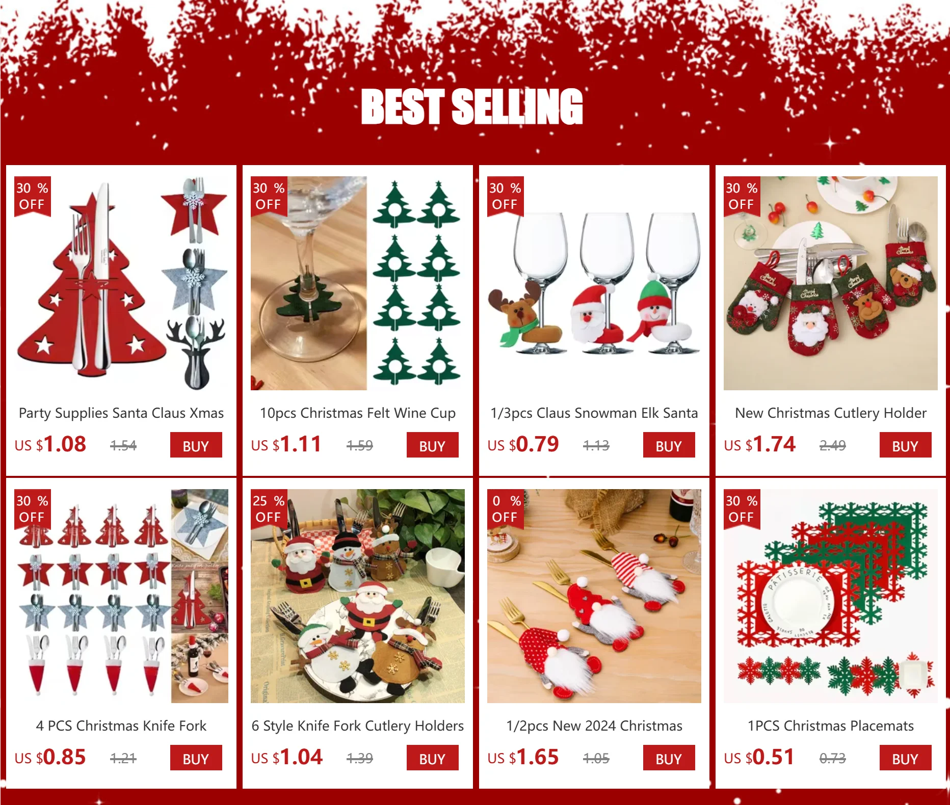 Description Picture 2 of itemChristmas Decoration 2024 Home Decorations Dinner Table Decoration and Table Accessories Christmas Hat Fork Knife Cutlery Bag