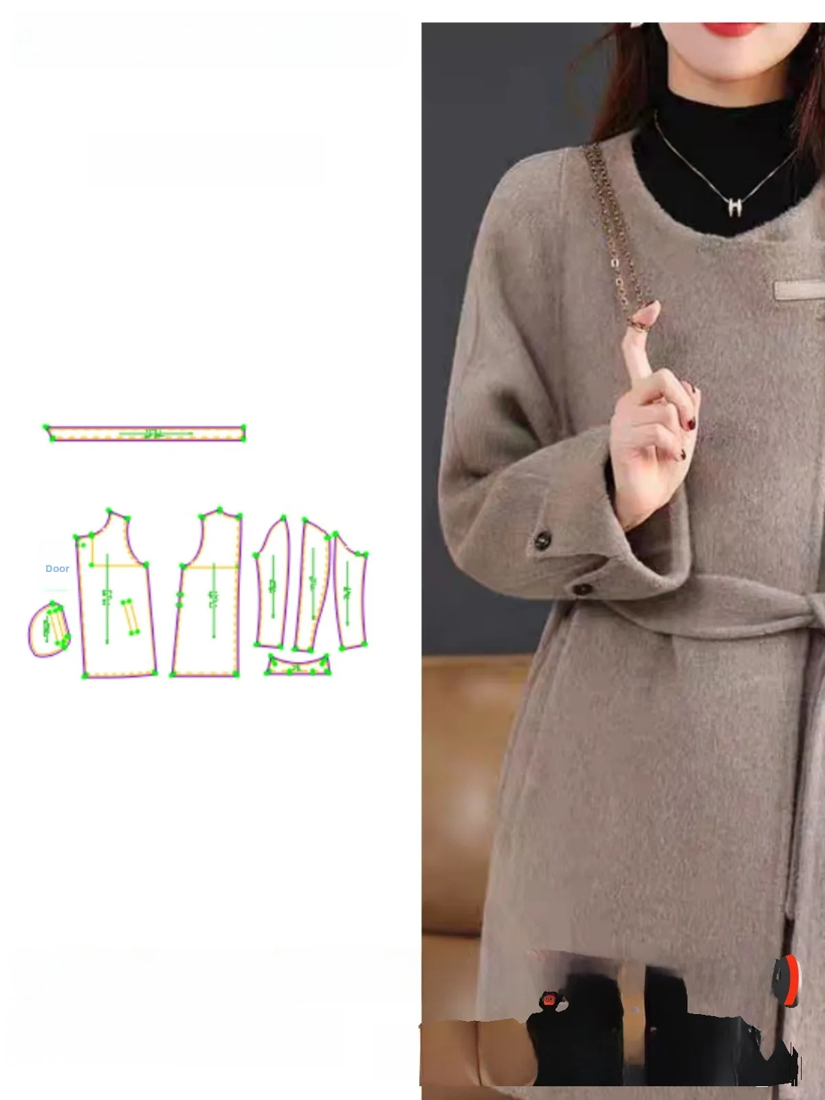 

Handmade DIY Double-Faced Camere Pattern No-Collar One-Button Tie Sample for Sewing Cusized Clothing Busin orms