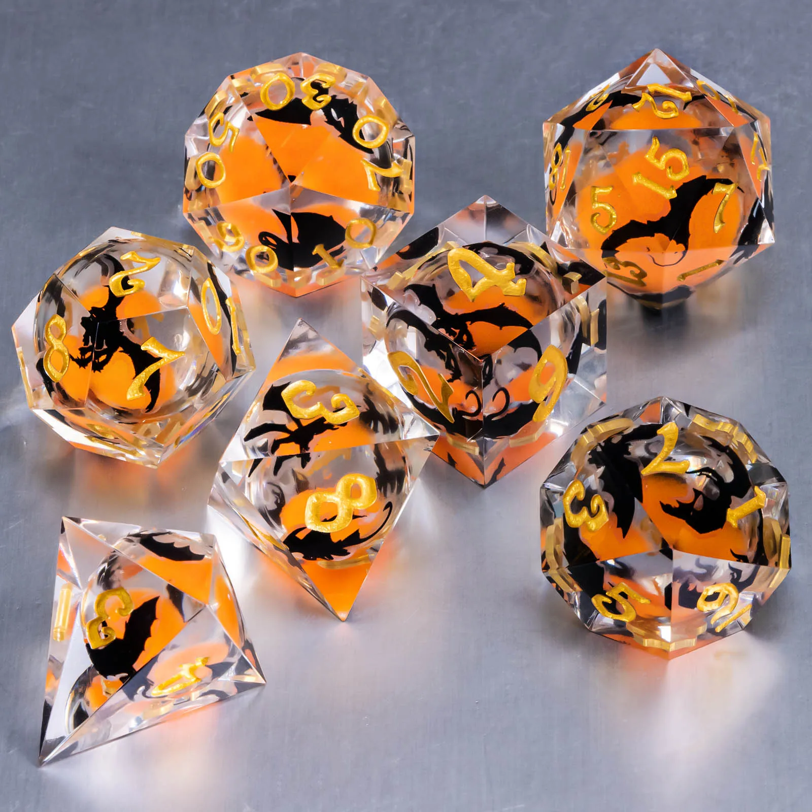 

Glow In The Dark DnD Resin Dice Set with 7 Piece Designs RPG Dice Dragon and Dungeon Player Gifts