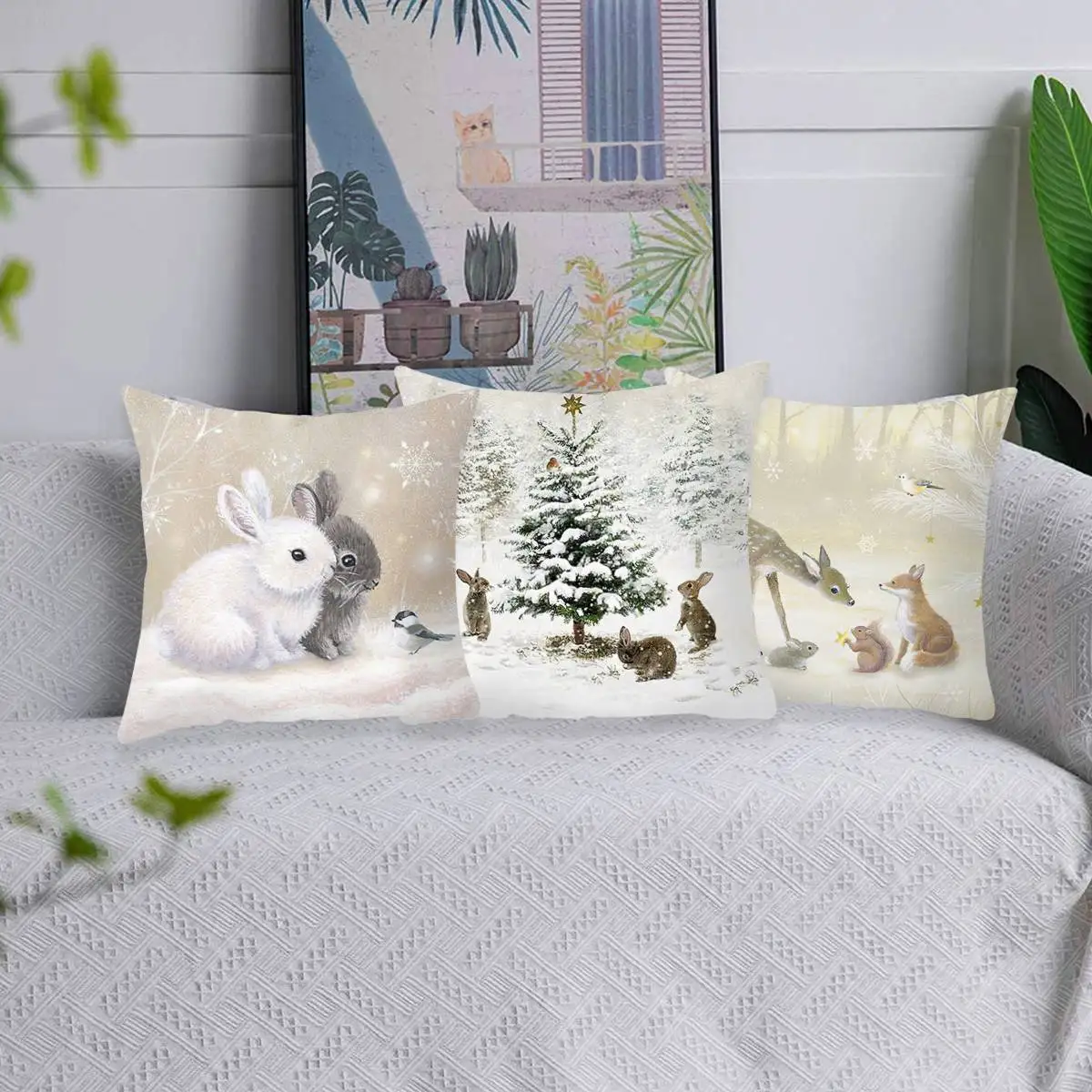 Christmas Elk Tree Cushion Cover Merry Christmas Decorations For Home 2022 Xmas Navidad Natal Gifts Cristmas Ornament New Year