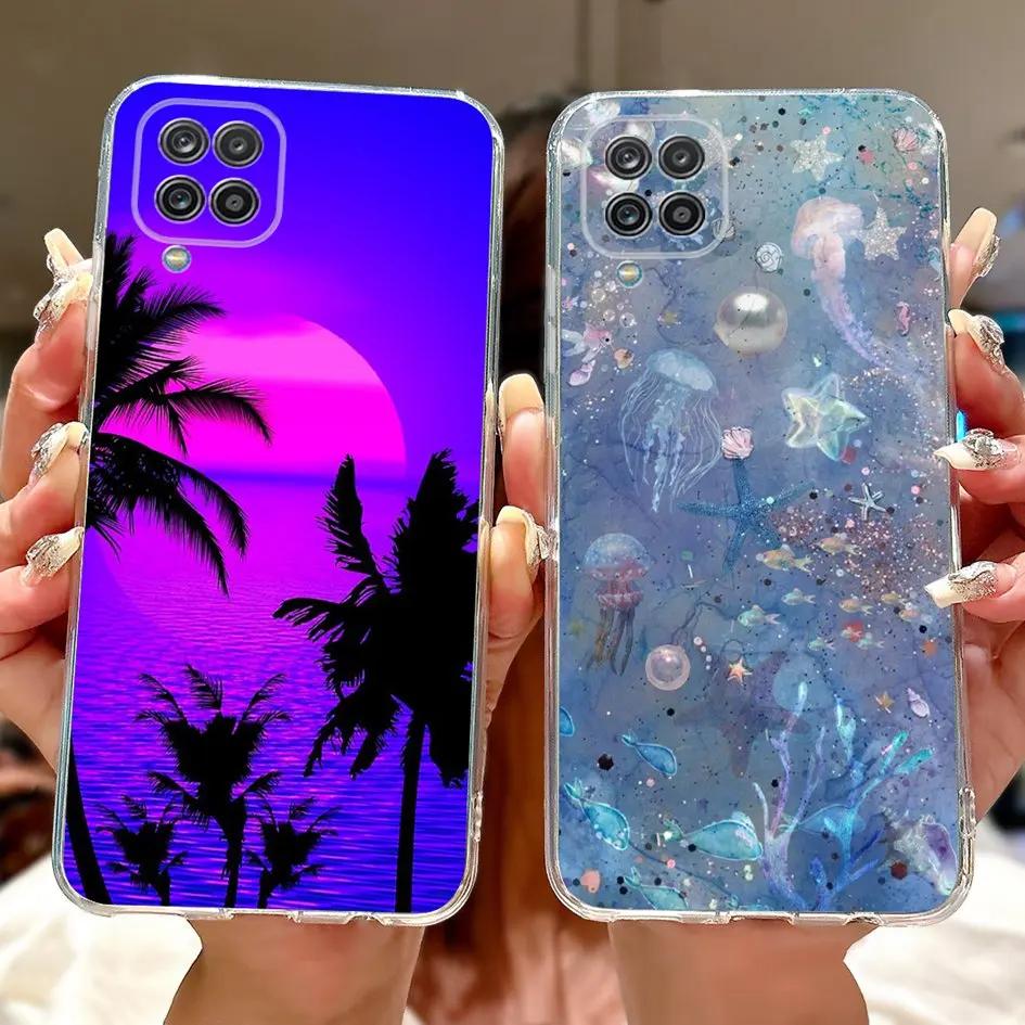 For Cover Samsung Galaxy A12 Phone Case M12 F12 Case Fashion Butterfly Clear Silicone Funda For Samsung A12 M12 F12 A125F Bumper