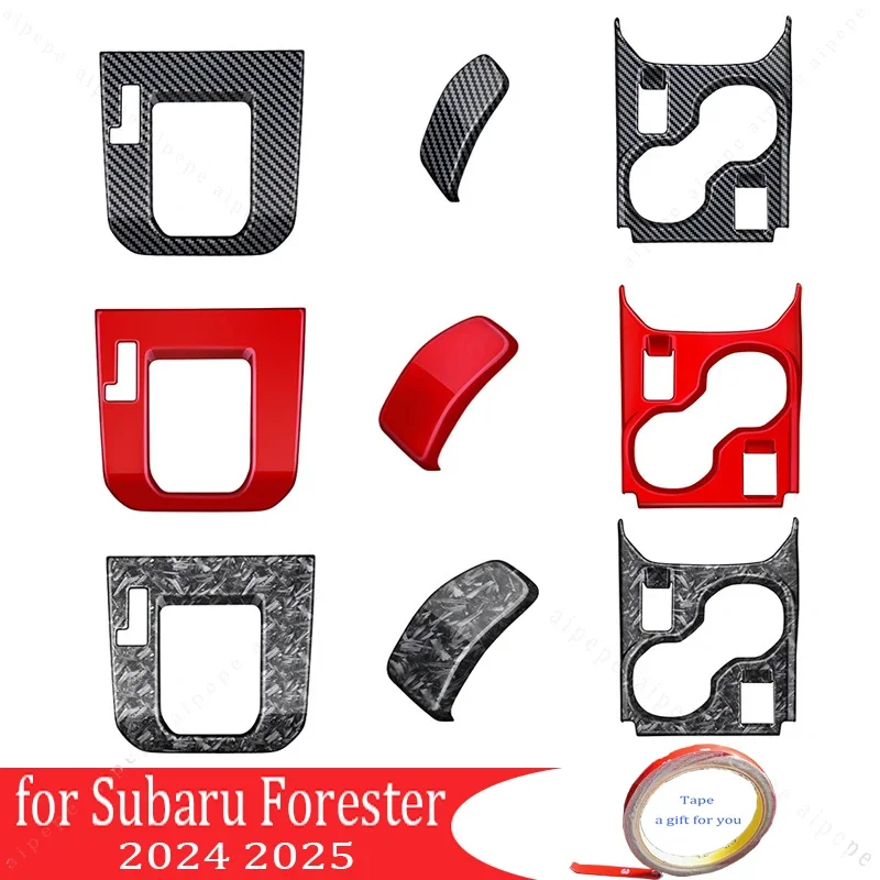

For Subaru Forester 2024 2025 ABS Carbon Fiber Center Console Gear Shift Panel Cover trim Gear Head Konb Front Water Cup holder